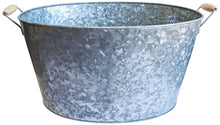 Load image into Gallery viewer, 10.5" Tall 8 Gallon Free-Standing Galvanized Metal Beverage Tub with Removable Stand, Wooden Carry Handles - Ice Bucket Drink Holder for Indoor or Outdoor Party