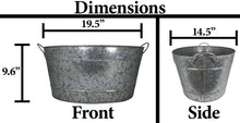 Load image into Gallery viewer, Galvanized Metal 8 Gallon Oval Ice Bucket with Handles, Beverage Holder Tub for Farmhouse or Country Themed Party
