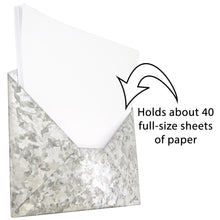 Load image into Gallery viewer, Galvanized Metal Hanging Envelope Shaped Mail Holder Wall File - Rustic Country Theme Functional Decoration Holds Papers, Letters (9.75" x 10.75")