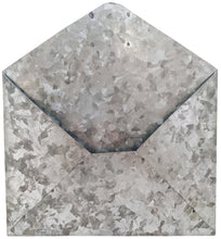 Load image into Gallery viewer, Galvanized Metal Hanging Envelope Shaped Mail Holder Wall File - Rustic Country Theme Functional Decoration Holds Papers, Letters (9.75" x 10.75")