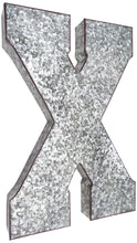 Load image into Gallery viewer, Huge 20" Metal Letter X Wall Décor, Silver with Rusted Edges, Galvanized Wall Mountable Decoration for Country, Mid-Century, or Farmhouse Theme