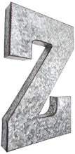 Load image into Gallery viewer, Huge 20" Metal Letter Z Wall Décor, Silver with Rusted Edges, Galvanized Wall Mountable Decoration for Country, Mid-Century, or Farmhouse Theme