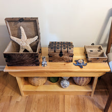 Load image into Gallery viewer, Set of 3 Wooden Pirate Treasure Chests, Includes Small, Medium, and Large Hinged Chests Decorated with Ornate Metal Accents and Hasps for Locks