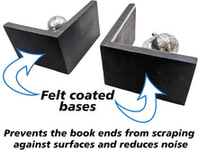 Load image into Gallery viewer, Silver Globe Bookend Pair - Black Wooden Bases with Metal Accents, Decorative Bookends, Antique Style Nickel Plated Aluminum Planet Earth Globes