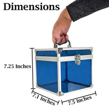 Load image into Gallery viewer, See-through Blue Acrylic and Metal Storage Box Container with Latch and Handle, Measures 7.5" x 7.1" x 7.25", Holds Playing Cards, Jewelry, Toiletries, and more - by SciencePurchase