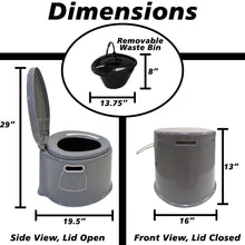 Load image into Gallery viewer, Portable Travel Toilet with Toilet Paper Holder and Removable Waste Bucket for Easy Cleaning, Lightweight Indoor or Outdoor Camping Toilet