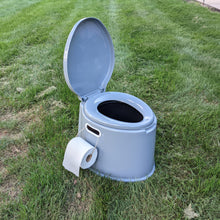 Load image into Gallery viewer, Portable Travel Toilet with Toilet Paper Holder and Removable Waste Bucket for Easy Cleaning, Lightweight Indoor or Outdoor Camping Toilet