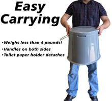 Load image into Gallery viewer, Portable Travel Toilet with Toilet Paper Holder and Removable Waste Bucket for Easy Cleaning, Lightweight Indoor or Outdoor Camping Toilet