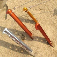 Load image into Gallery viewer, Set of 4 Orange Color Aluminum Tent Stakes for Camping in Sand or Snow - Sturdy Design Withstands Wind & Rain - Suitable for Outdoor Tents, Canopy