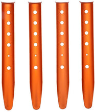 Load image into Gallery viewer, Set of 4 Orange Color Aluminum Tent Stakes for Camping in Sand or Snow - Sturdy Design Withstands Wind & Rain - Suitable for Outdoor Tents, Canopy