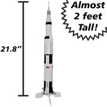 Load image into Gallery viewer, Estes Saturn V Model Rocket Starter Set - Includes Assembled Rocket, Launch Pad & Controller, Four AA Batteries, Recovery Wadding, & Three Engines