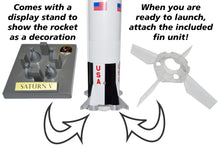 Load image into Gallery viewer, Estes Saturn V Model Rocket Starter Set - Includes Assembled Rocket, Launch Pad & Controller, Four AA Batteries, Recovery Wadding, & Three Engines