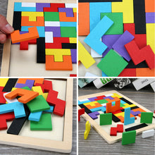 Load image into Gallery viewer, 40 Piece Wooden Brain Teaser Puzzle, Solve by Fitting All Pieces Into Frame or Use Creativity to Design Artwork, Montessori Tangram Educational Toy