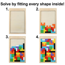 Load image into Gallery viewer, 40 Piece Wooden Brain Teaser Puzzle, Solve by Fitting All Pieces Into Frame or Use Creativity to Design Artwork, Montessori Tangram Educational Toy