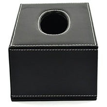 Load image into Gallery viewer, Black PU Leather Tissue Box Cover for Short 3.1-inch Tall Tissue Boxes - Facial Tissue Holder Case for Home, Office, Car