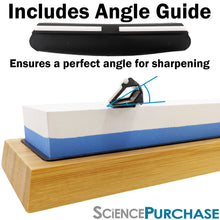 Load image into Gallery viewer, Knife Sharpening Whetstone Set - Includes Dual 1000/6000 Grit Stone, Bamboo Holder, Pocket Size Stone, 140/320 Grit Pebble Axe Sharpener & Angle Guide