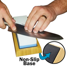 Load image into Gallery viewer, Knife Sharpening Whetstone Set - Includes Dual 1000/6000 Grit Stone, Bamboo Holder, Pocket Size Stone, 140/320 Grit Pebble Axe Sharpener & Angle Guide