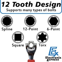 Load image into Gallery viewer, Universal Socket Wrench 48-in-1 for Standard SAE and Metric, Spline, 6 Point, 12 Point, Torx, and Square Bolts, 360 Degree Rotating Heads