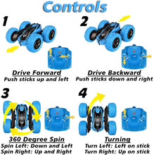 Load image into Gallery viewer, Remote Controlled Double-Sided Stunt Car with Rechargeable Battery (Blue)