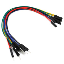 Load image into Gallery viewer, Male to Female Jumper Wire Kit | Includes 10 wires in 5 assorted colors | Each wire is 6 inches in length | Includes 2 red, 2 black, 2 yellow, 2 green, and 2 blue |