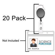 Load image into Gallery viewer, 20 Pack Retractable Clip-on Carabiner ID Badge Holder Reels - Extends up to 1.75 Feet for Security Badge, Keys, Identification, NFC and More