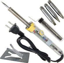 Load image into Gallery viewer, 30W to 50W Adjustable Variable Temperature Soldering Iron Set - Includes 3 Spare Tips, Iron Stand Holder, and 10 Grams of Solder