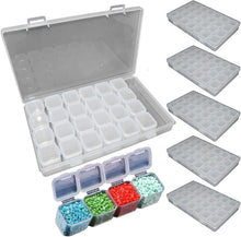 Load image into Gallery viewer, 6 Pack Diamond Painting Storage Boxes, 28 Grids Per Case - Snap to Close Compartments for Resin Diamonds, Beads, Nail Rhinestones, and More