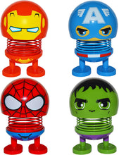 Load image into Gallery viewer, Super Collection Set of 4 Emoji Bobblehead Figures Car Decorations - Cute Interior Decor Toy Party Favor Dashboard Ornaments (Super Collection)