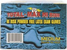 Load image into Gallery viewer, Total Max Hi-Risk 50 Count SIZE MEDIUM Powder-Free Latex Gloves, 15 Mil