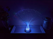 Load image into Gallery viewer, Color Changing Fiber Optic Lamp with Beautiful Illuminated Crystal Base, 13 Inches Tall, Battery Operated, Calming Sensory Mood Lighting