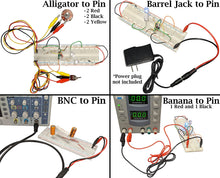 Load image into Gallery viewer, Solderless Breadboard and Cable Kit - Includes 830 Tie Point Breadboard + BNC, Banana, Alligator, and Wall Power Adapter to Pin Test Leads