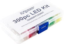 Load image into Gallery viewer, 300 Piece Diffused Lens LED Assortment, Includes 3mm & 5mm, Colors: White, Red, Blue, Green, Yellow