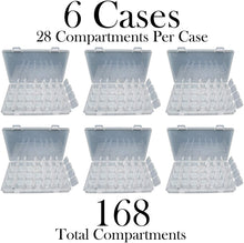 Load image into Gallery viewer, 6 Pack Diamond Painting Storage Boxes, 28 Grids Per Case - Snap to Close Compartments for Resin Diamonds, Beads, Nail Rhinestones, and More