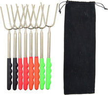 Load image into Gallery viewer, 8 Pack Extra Long Telescoping Marshmallow Roasting Sticks with Storage Bag - Extends to 33 Inches, Shrinks to Less Than 10 Inches for Travel - Perfect for Camping