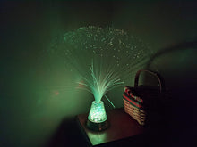 Load image into Gallery viewer, Color Changing Fiber Optic Lamp with Beautiful Illuminated Crystal Base, 13 Inches Tall, Battery Operated, Calming Sensory Mood Lighting