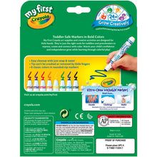 Load image into Gallery viewer, Crayola My First Ultra-Clean Washable Markers, 8 Classic Crayola Colors Non-Toxic Art Tools for Toddlers & Preschoolers 2 & Up, Crush Proof Tip Made for Little Hands, Worry-Free Fun