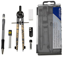 Load image into Gallery viewer, Includes Compass, lead sharpener, eraser, 12 extra Pencil leads, Mechanical Pencil, 4 extra Compass leads, extra Compass point | Carrying case included | Perfect for School or work | The MUST have tool for your drafting and drawing needs