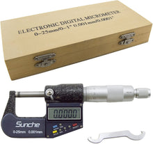 Load image into Gallery viewer, 0-1&quot; Range Digital Micrometer with 6 Digit LCD Display .0001&quot; Graduation, Features mm/inch Conversion Button (0-25mm Range, 0.001mm Resolution)
