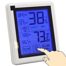 Load image into Gallery viewer, Digital Indoor Thermometer and Humidity Meter with Min / Max Record Keeping, Collapsible Stand, Battery Operated, Fahrenheit and Celsius Selectable