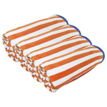Load image into Gallery viewer, Friends & Home Set of 4 Orange Thin Stripe Cabana Towels (100% Cotton, 30" x 60", GSM 425)