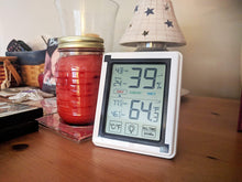 Load image into Gallery viewer, Digital Indoor Thermometer and Humidity Meter with Min / Max Record Keeping, Collapsible Stand, Battery Operated, Fahrenheit and Celsius Selectable