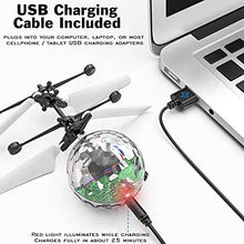 Load image into Gallery viewer, Magic Flying Hover Disco Ball with Colorful Lights, Fun Helicopter Gadget Toy Hovers Above Your Hand by Infrared Induction, Suitable for Indoor and Outdoor Use, USB Rechargeable