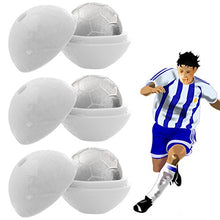 Load image into Gallery viewer, SET OF 3 individual molds that make 1.5-inch Ice Balls that resemble soccer balls - impress friends and guests! | Extremely easy to use - Simply fill the mold with water and put in the freezer until the water turns to ice. Pull apart the two parts of the mold and a perfectly formed ice ball is ready to be placed into your favorite drink! | Not only do the ice balls look cool in a glass, pitcher, or punch bowl, they also melt much slower than standard ice cubes | The durable silicon is reusable a