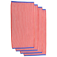 Load image into Gallery viewer, Set of 4 Luxurious Cabana Thin Stripe Towels - Red | 30" X 60", GSM 425 | Machine Washable, Tumble Dry on Low | Natural materials and free from harmful chemicals and synthetic materials. Safe for family use. | Manufactured and Quality Controlled by Friends & Home