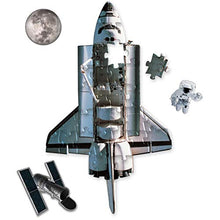 Load image into Gallery viewer, SCIENCE MADE FUN: Start your kids on their space exploration early with the Space Shuttle Shaped Giant Floor Puzzle. Suitable for children as young as 4, it's large and assembles easily into a Space Shuttle for a good time for everyone. | INCLUDES SPACE POSTER: In addition to the cool Space Shuttle Puzzle, this set comes with a poster of the solar system. It includes all the planets and sun with neat little facts about each one. It even includes different satellites and other man made space mach