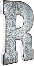 Load image into Gallery viewer, 20" Metal Letter Wall Décor, Silver with Rusted Edges, Galvanized Wall Mountable Decoration for Country, Mid-Century, or Farmhouse Theme