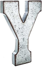 Load image into Gallery viewer, 20" Metal Letter Wall Décor, Silver with Rusted Edges, Galvanized Wall Mountable Decoration for Country, Mid-Century, or Farmhouse Theme