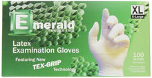 Load image into Gallery viewer, Emerald 100 Count SIZE X-LARGE Powder-Free Latex Exam Gloves, 5 Mil