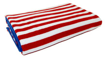 Load image into Gallery viewer, Friends & Home Red Thin Stripe Cabana Towel (100% Cotton, 30" x 60", GSM 425)
