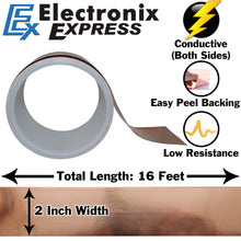 Load image into Gallery viewer, 17 Feet of 2 Inch Wide Copper Foil Tape with Adhesive for EMI Shielding, Electrical Repairs, Engineering Projects, Arts & Crafts, or Stained Glass
